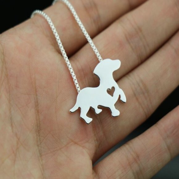 Silver Prancing Puppy Necklace - Picture 2 of 3